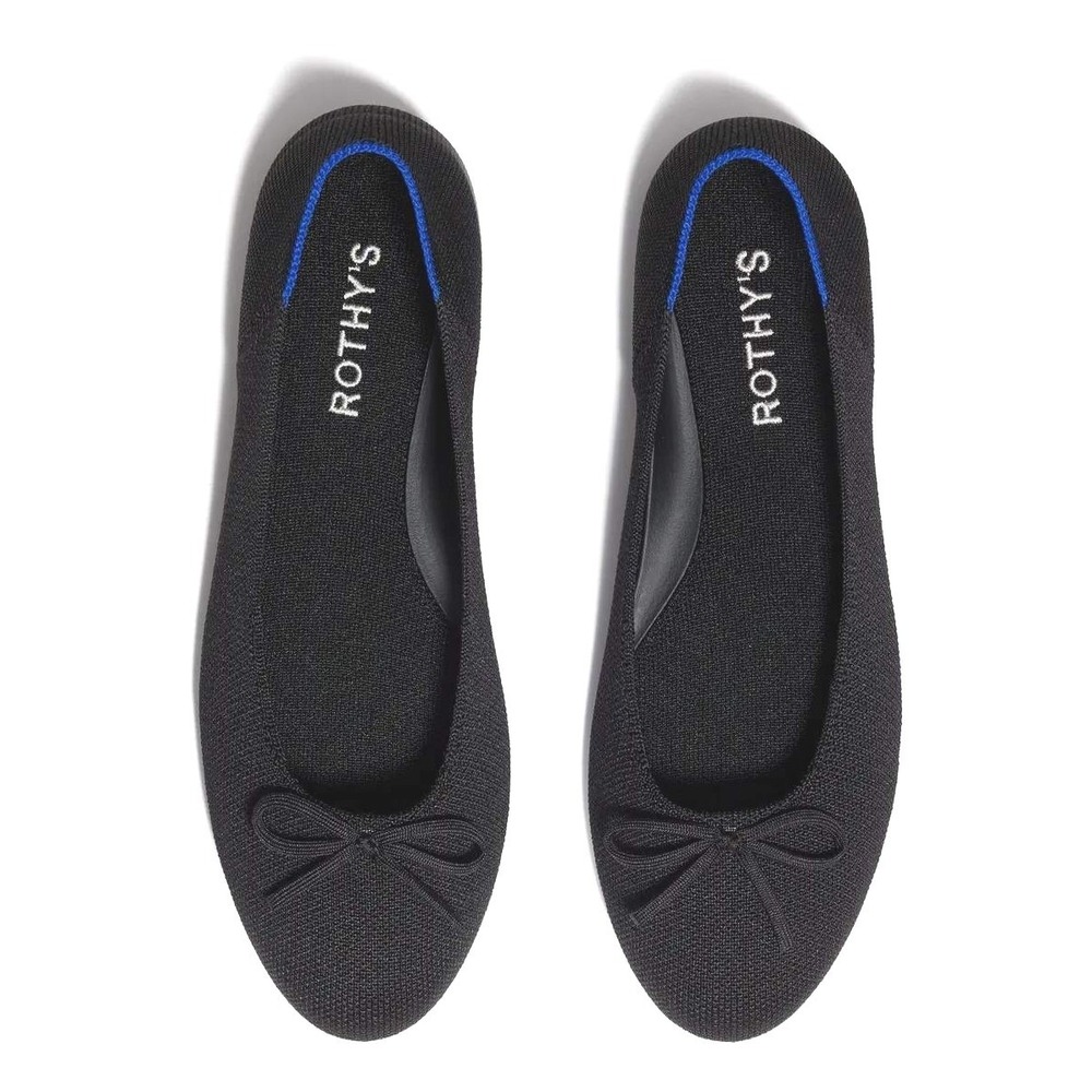 Rothys The‎ Bow Flat Black Solid Knit Ballet Shoes Womens 6